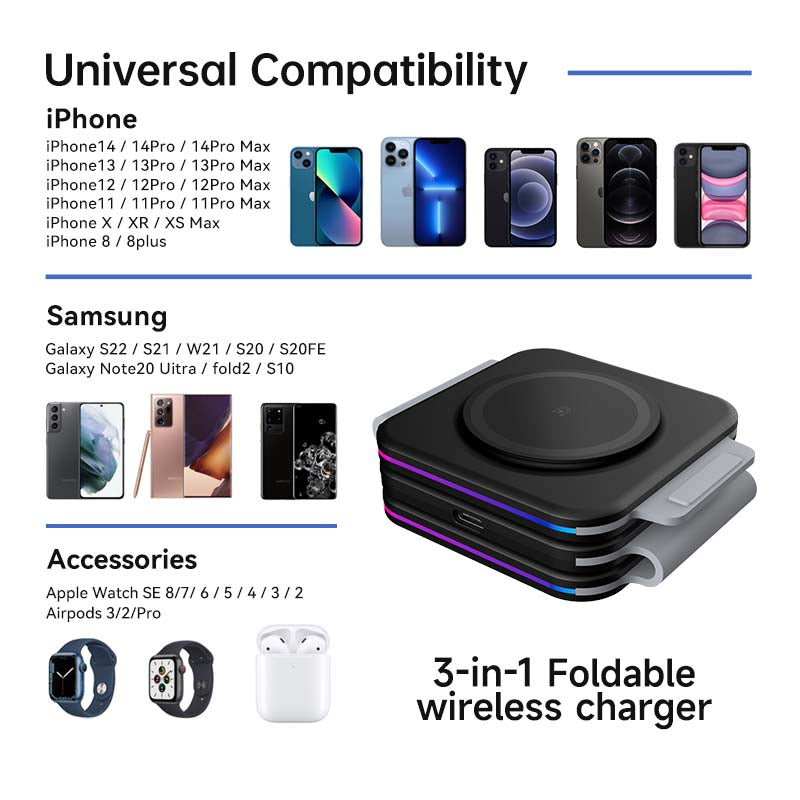 3 in 1 Travel Wireless Charger - Travel