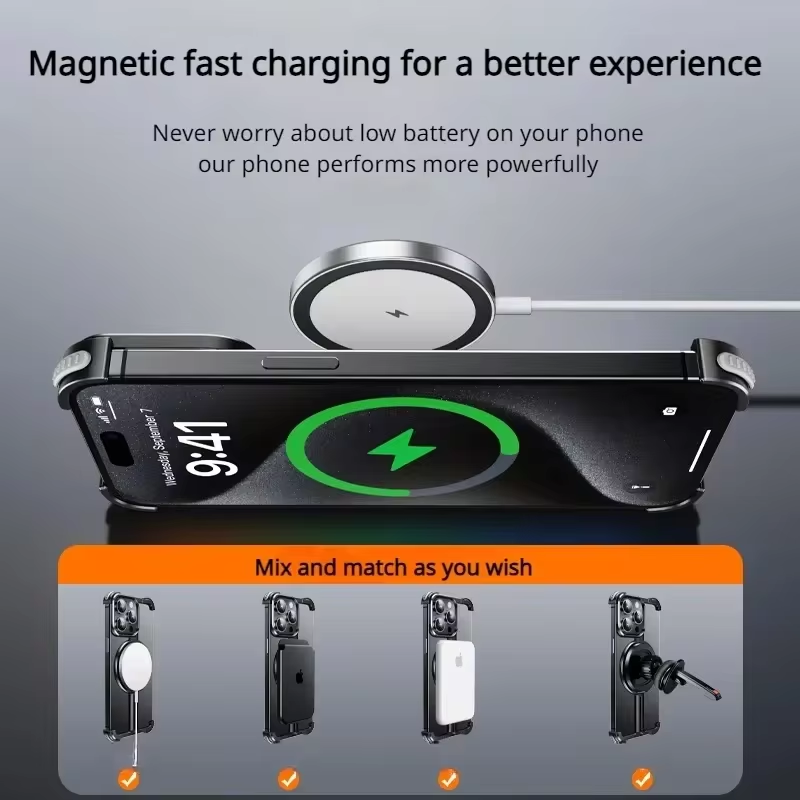 Upgrade T - Aluminum Alloy Magnetic Frame Case For iPhone